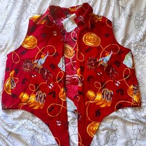 Vintage Shelby Ranch cowboy print tie up sleeveless top